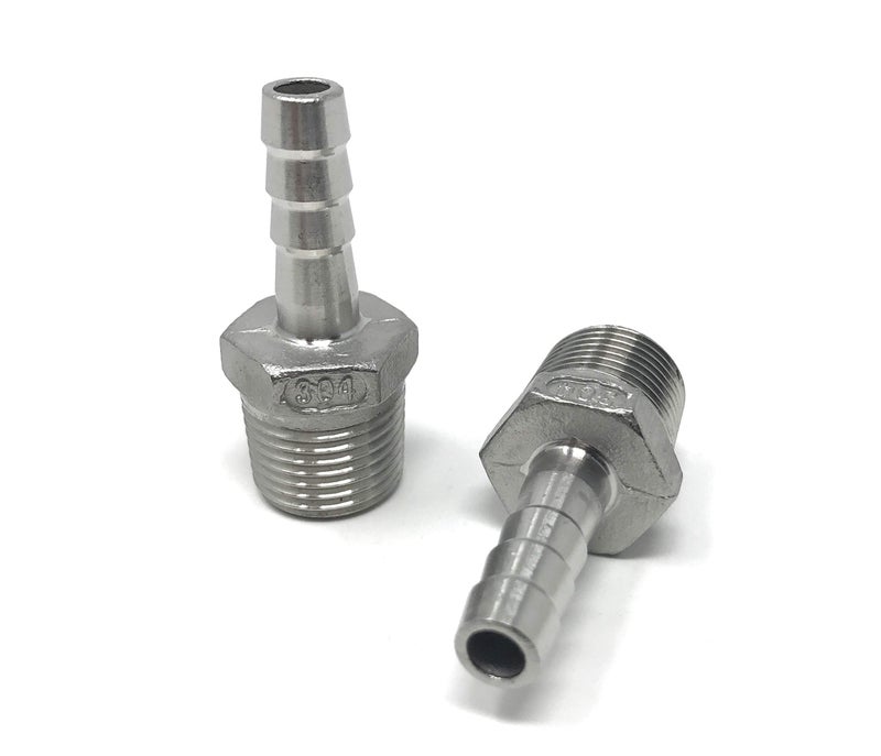 Concord Cookware CONCORD 304 Stainless Steel 3/8" Barb Hose to 1/2" NPT Home Brew Fitting. 2 Pack - Image 1